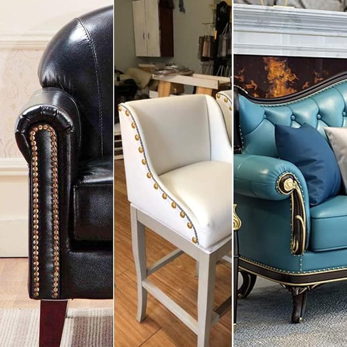 500Pcs Upholstery Tacks, BetterJonny Decorative Furniture Nails Pins Gold Metal Thumb Tacks for Upholstered Furniture Cork Board, Home Decor(17X11MM)-DeskLoop Office