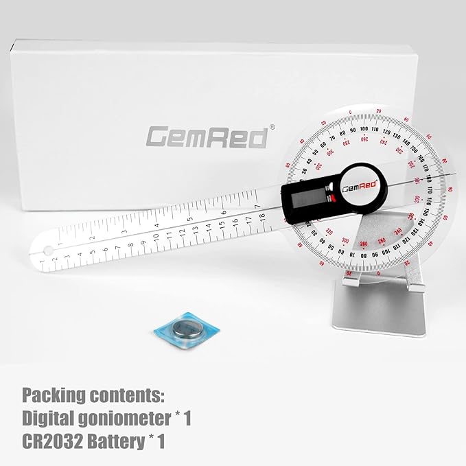 GemRed 12" Digital Goniometer for Joint Range of Motion ROM Measurement(GR311 New Version)-DeskLoop Office