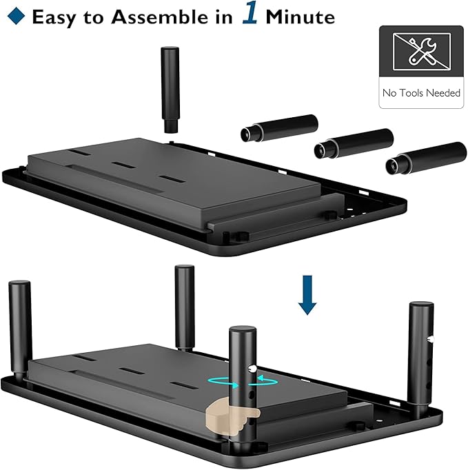 BONTEC 2 Pack Adjustable Monitor Stand Riser with Drawer, Ergonomic Mesh Platform for Laptop, PC, iMac, Printer, Supports up to 44 lbs/20kg with Cable Management Included-DeskLoop Office