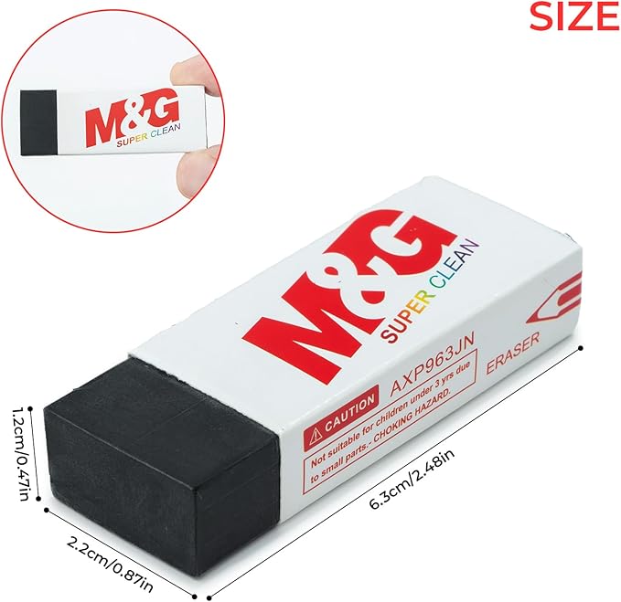M&G Pencil Eraser for Kids, 20 Pack, Black Erasers Bulk, Erasers for Artists, Drawing Erasers for Sketching, Large Eraser, Pencil Erasers, Art Erasers for Drawing, School Erasers Office Supplies-DeskLoop Office