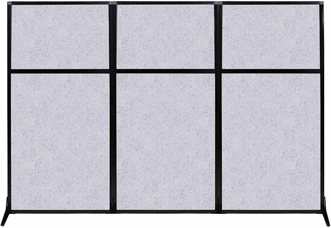 Versare Office Workstation Screen | Portable Wall Divider | Modern Cubicle | Freestanding Privacy Screen | Flexible Work Space | 3 Panels | 99" Wide x 70" Tall Marble Gray SoundSorb Panels-DeskLoop Office