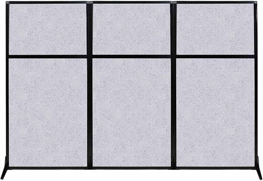Versare Office Workstation Screen | Portable Wall Divider | Modern Cubicle | Freestanding Privacy Screen | Flexible Work Space | 3 Panels | 99" Wide x 70" Tall Marble Gray SoundSorb Panels-DeskLoop Office