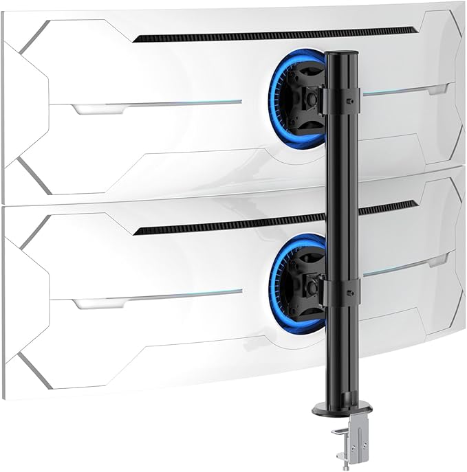 BEWISER Dual Monitor Stand Desk Mount- Vertical Heavy Duty Monitor Riser Fits Two 17 to 49 Inch Screen with Swivel, Tilt, Height Adjustable,weight capacity up to 33 lbs,BL200-B-DeskLoop Office