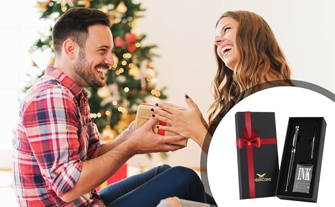 Cheericome Fountain Pen - Luxury Fountain pen set for Men & Women - Ink Pen for Smooth Writing - Fountain Pen Fine Nib,Includes 10 Ink Cartridges and Ink Refill Converter - Red-DeskLoop Office