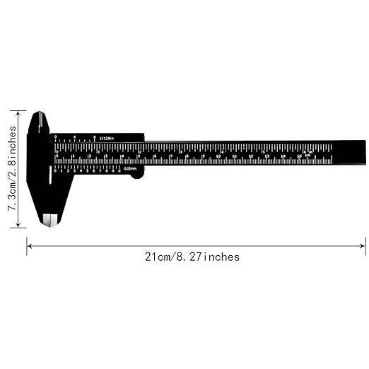 Honoson 10 Pcs Plastic Vernier Caliper 0-6 Inch/0-150 mm for School Student Black Mini Double Scale Sliding Gauge Measuring Tool Vernier Caliper Eyebrow Mapping Ruler Tool for Office Tattoo Artists-DeskLoop Office