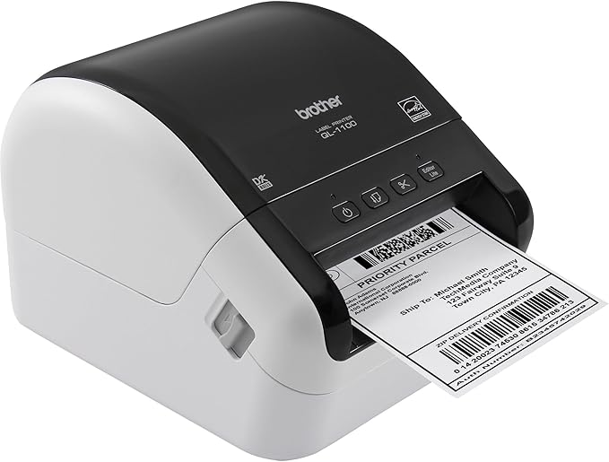 Brother QL-1100 Wide Format, Postage and Barcode Professional Thermal Monochrome Label Printer, Black-DeskLoop Office
