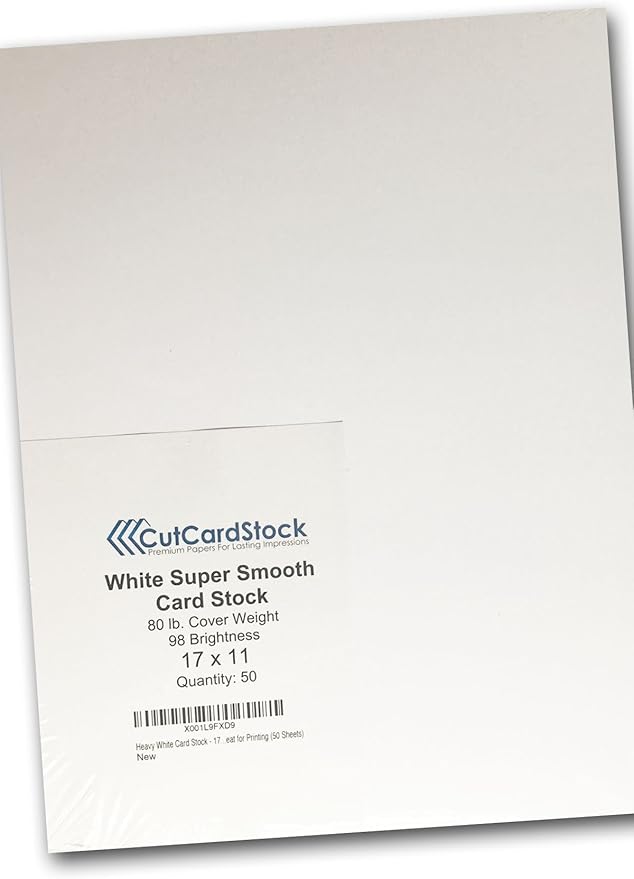 Heavy White Card Stock - 17" x 11" Premium 80 Lb. Cover Super Smooth - Great for Printing (50 Sheets)-DeskLoop Office
