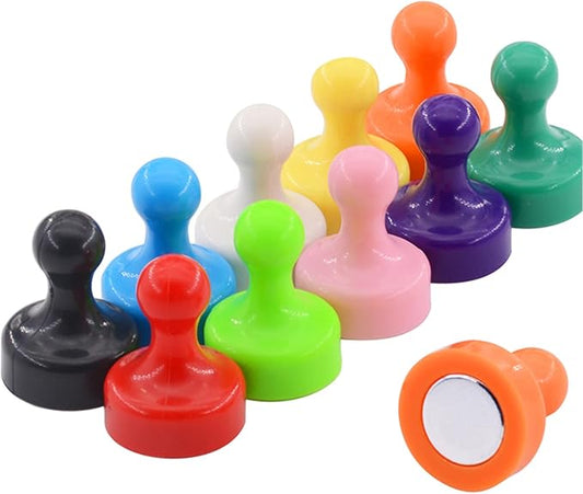 MIN CI Large Push Pin Strong Magnets for Whiteboard, 10 Colorful Decorative Neodymium Fridge Magnet, Small Cute Refrigerator Magnets, for Office Classroom Home Map Kitchen School Dry Erase Board-DeskLoop Office