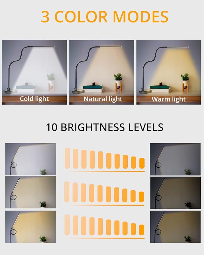 LED Desk Lamp, Swing Arm Architect Task Lamp with Long Flexible Gooseneck, 3 Color Modes, and USB Adapter, Dimmable Desk Light for Home/Office/Drafting/Reading/Piano-DeskLoop Office