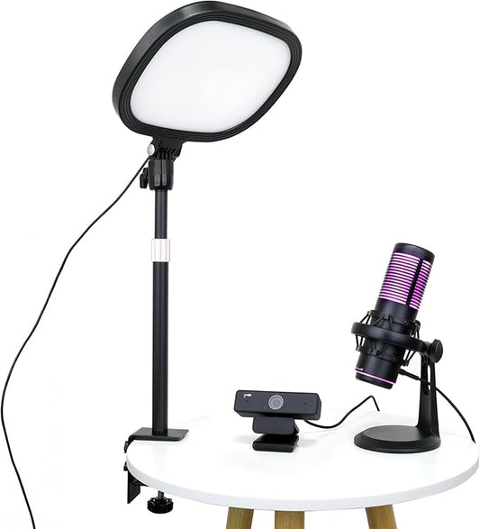 Live Video Streaming Kit (Deluxe)-for Video Call, Gaming, Podcast, YouTube, Content Creation- Includes 2k 60 FPS Webcam, Professional Cardioid Microphone, and LED Flat Light for Android/MAC/Windows-DeskLoop Office