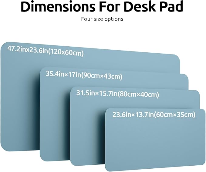 YSAGi Leather Desk Protector, Office Mat, Large Mouse Mat, Non-Slip PU Leather Blotter, Laptop Pad, Waterproof Writing Pad for Office and Home (Ice Blue, 35.4" x 17")-DeskLoop Office