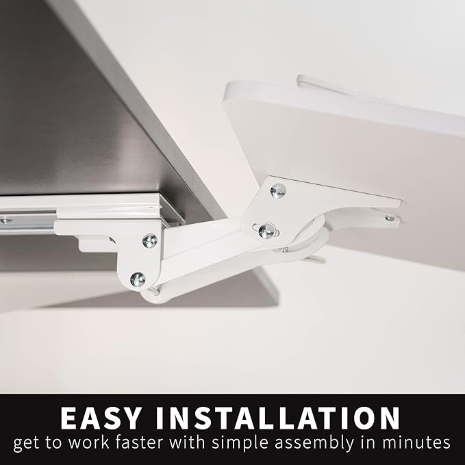 VIVO Adjustable 25 x 10 inch Computer Keyboard and Mouse Platform Tray Ergonomic Under Table Desk Mount Drawer Underdesk Shelf, White, MOUNT-KB03W-DeskLoop Office