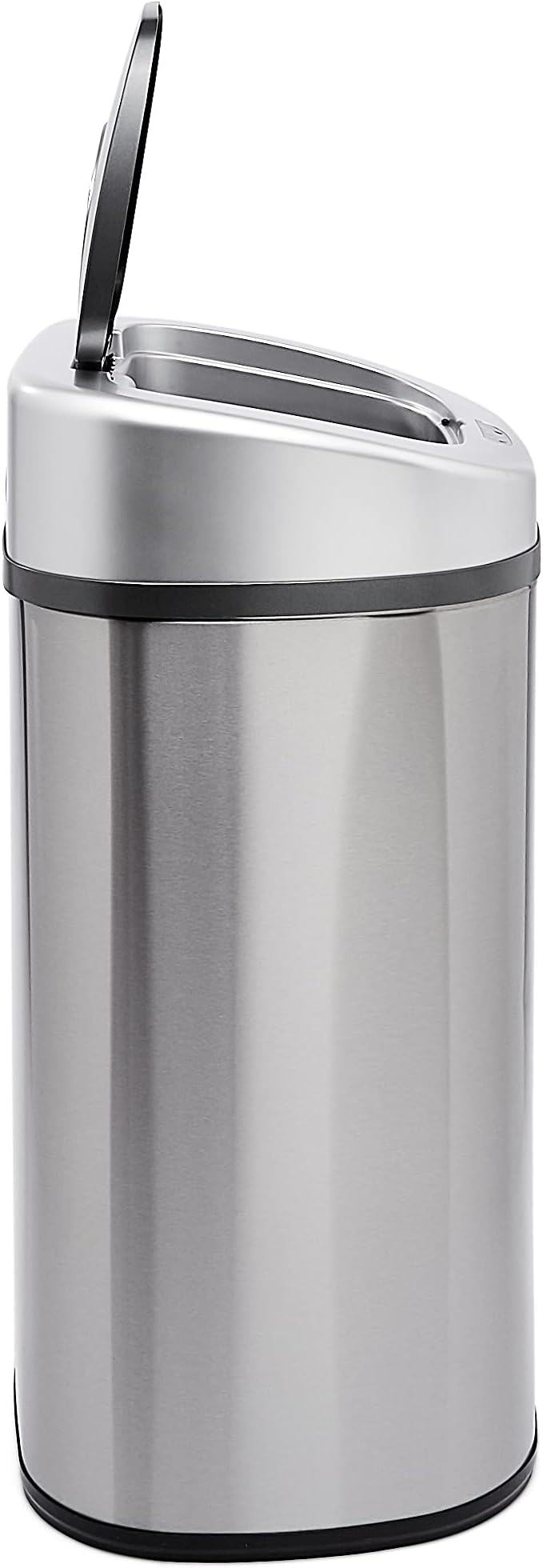 Amazon Basics Automatic Trash Can with Lid, Hands-Free, Stainless Steel, D-Shaped 80 l, 2 Bins-DeskLoop Office