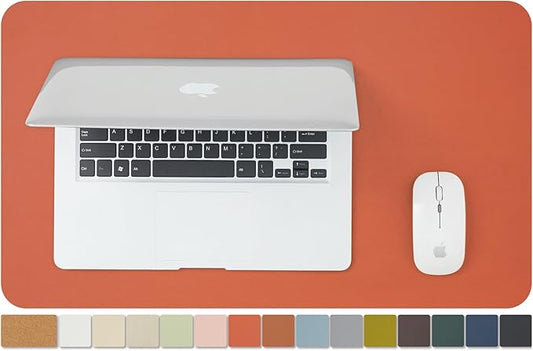 Cork Desk Mat - Small Dual-Sided Desk Pad for Office and Home - Desk Organization and Accessories - Ideal for Large Mouse Pad and Small Desk Mats on Top of Desks(Orange,23.6"x 13.8")-DeskLoop Office