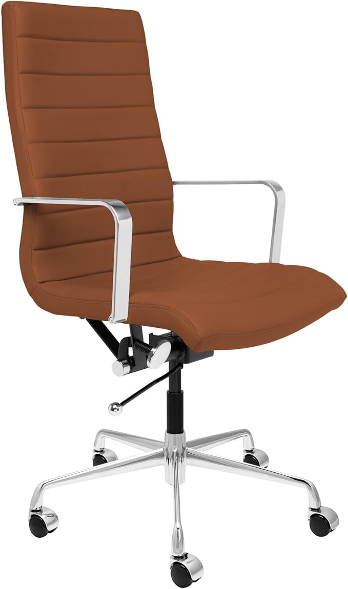 Laura Davidson Furniture SOHO II Tall Back Ribbed Management Chair (Brown)-DeskLoop Office