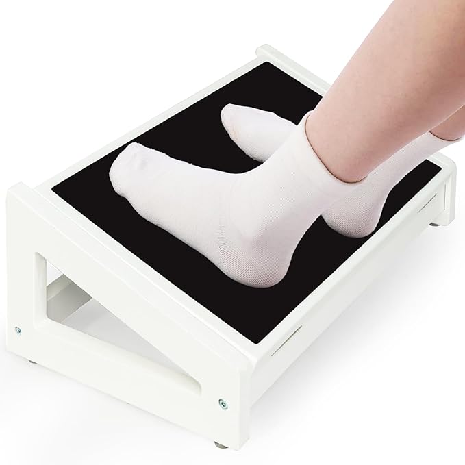 WOOD CITY Foot Rest for Under Desk at Work, 3 Heights Adjustable Footrest with Silicone Surface, 2in1 Foot Stool Improve Posture, Reduce Fatigue & Pain, Ideal for Home/Office/Gaming(White)-DeskLoop Office