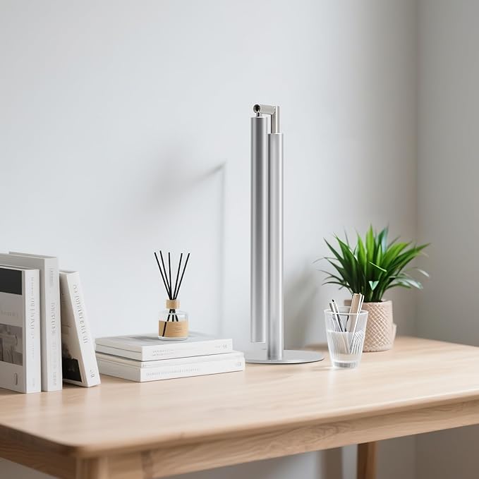 Metal Desk Lamp for Home Office - Foldable LED Table Lamp for Reading, 4 Color & 6 Brightness, 15W Dimmable Desk Light with Flexible Arm, Eye-Caring Desktop Lamp for College Dorm, Silver-DeskLoop Office