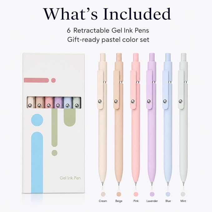 ACEES 6Pcs Gel Pens 0.5mm Fine Point Black Ink Pens - Image 7