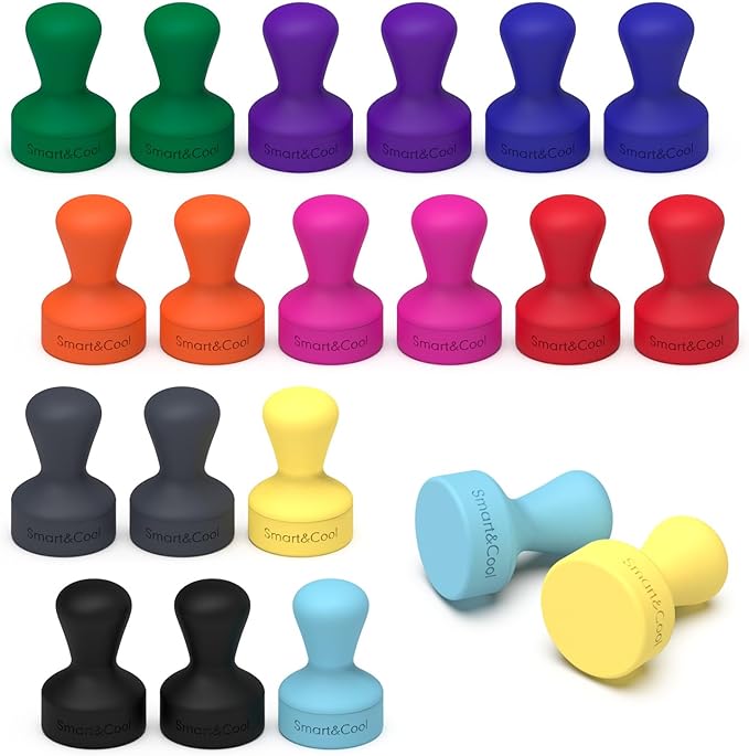 SMART&COOL Silicone Anti Scratch Push Pin Refrigerator Magnets, Thumbtack Magnets for Fridge, Dry Erase Board, Whiteboard, Office, Classroom, School (20 Pack, Multi)-DeskLoop Office