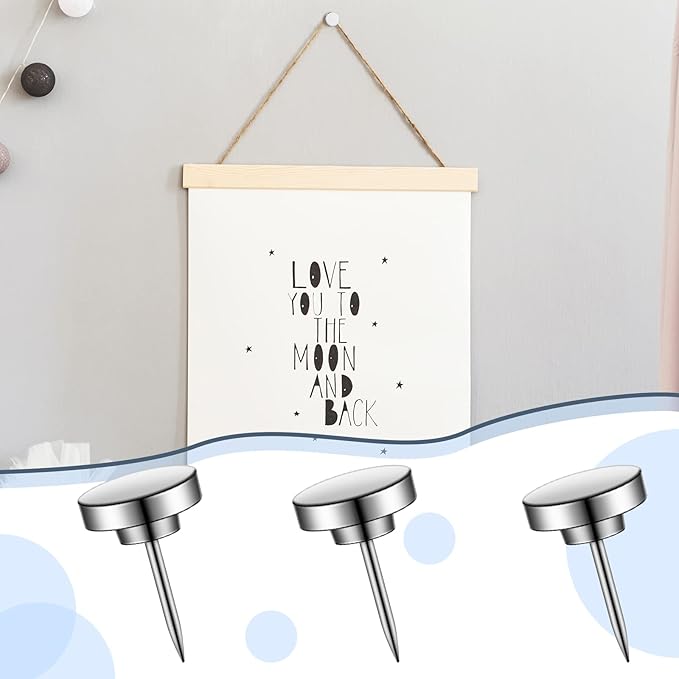 30 Pieces Push Pins, Metal Thumb Tacks for Picture Photo Hanging, Wall Pins for Board Posters Bulletin Maps, Wall Tack for Office Home Decorative-DeskLoop Office