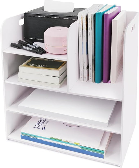 SONGWAY Desk File Organizer with Handle - Desktop File Sorter, Paper Storage Holder, Paper Letter Tray, Desk Organizers and Storage for Home Office School-DeskLoop Office