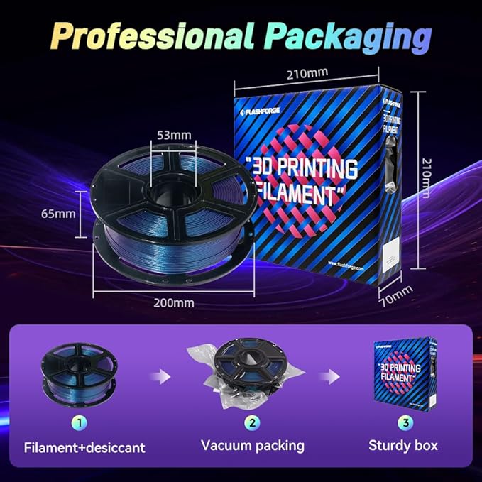 FLASHFORGE Chameleon Rapid PLA Filament 1.75mm Nebula Purple, PLA Color Shift High Flow Speedy 3D Printer Filament, Max 500mm/s Fast Printing, Display Shimmering Effects from Various Angles and Light-DeskLoop Office