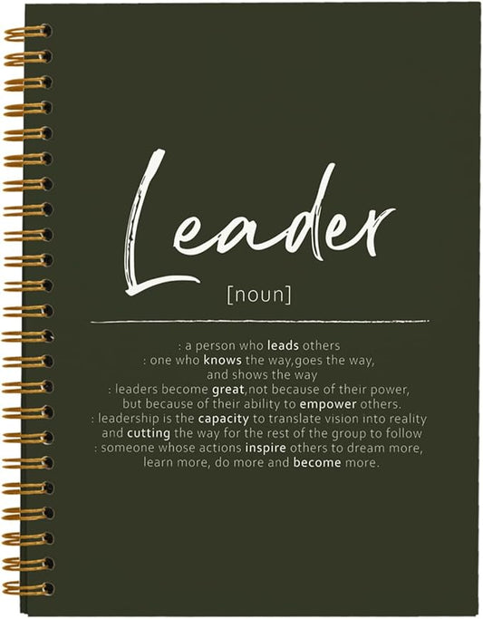 OXW Leadership Gifts Notebook Journal, Leader Gifts for Women Men, Office Notebook for Work, Thank You Gifts for Leader Mentor Boss Supervisor, Olive Green Spiral Notebook 5.5 x 8.3-DeskLoop Office