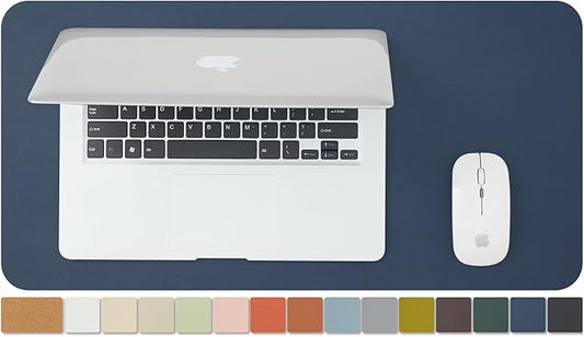 Compact Cork Desk Mat - Small Dual-Sided Desk Pad for Office and Home - Desk Organization and Accessories - Ideal for Large Mouse Pad and Small Desk Mats on Top of Desks(Dark Blue,23.6"x 11.8")-DeskLoop Office