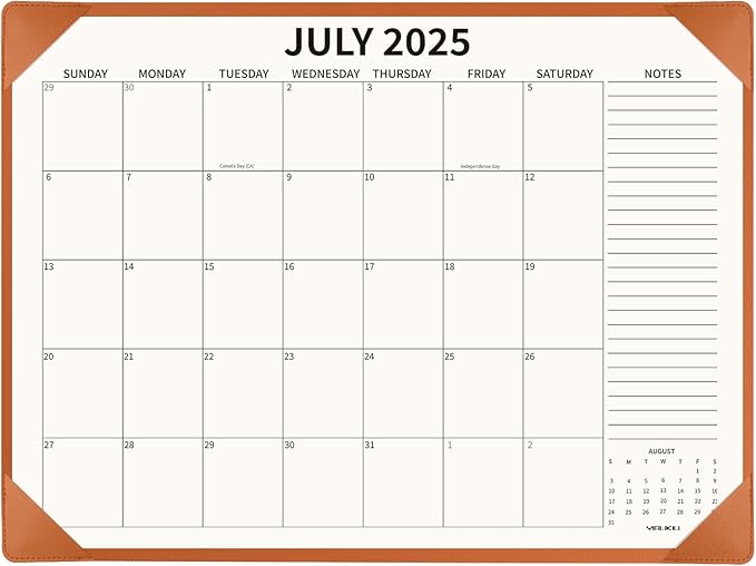 Desk Calendar 2025-2026 with Desktop Mat, 22x17 inch Large Desk Pad Calendar July 2025 to June 2026, Big Desk Planner for Home Office and School, Brown-DeskLoop Office