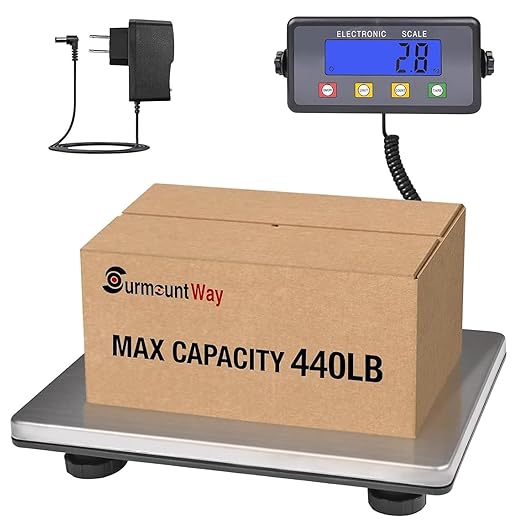 SurmountWay Large Shipping Scale, 440lb/0.35oz Digital Postal Scale with Tare/Count/Auto-Off Function, High Accurate Shipping Scale for Packages,Small Business,Luggage,Warehouse,Home (15.3"x11.8")-DeskLoop Office