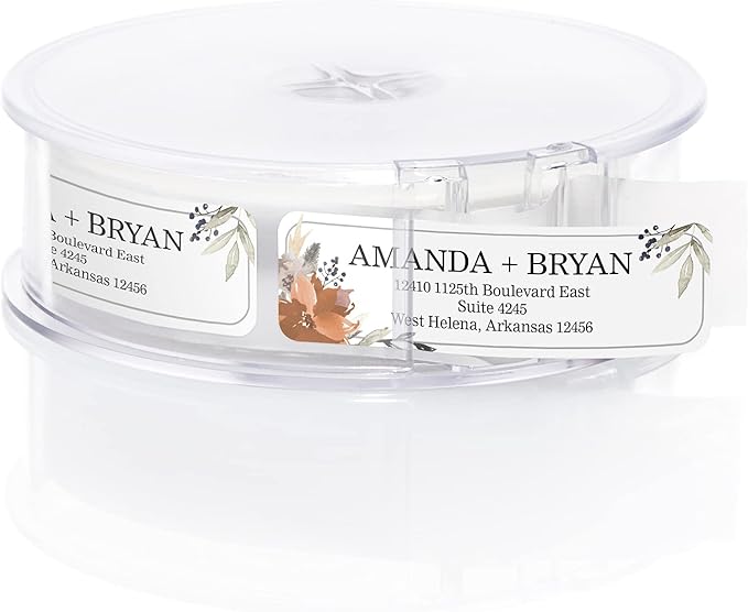 Indie Floral Rolled Address Labels/Roll of 500 Personalized Return Address Labels/Designer Return Address Stickers in Elegant Plastic Dispenser-DeskLoop Office