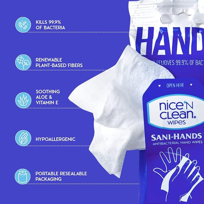 Nice 'N CLEAN Sensitive Skin Wet Hand Wipes 90ct (8-Pack) | Infused with Aloe | Hypoallergenic Wipes More Effective than Gel-DeskLoop Office