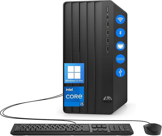 HP Desktop Computers Tower PC for Home Business Student, Intel 6-Core i5-12500 (Beat i7-11700), 32GB DDR4 RAM, 1TB PCIe SSD, WiFi, Bluetooth, RJ-45, Keyboard and Mouse, Windows 11 Pro, Wendbo-DeskLoop Office