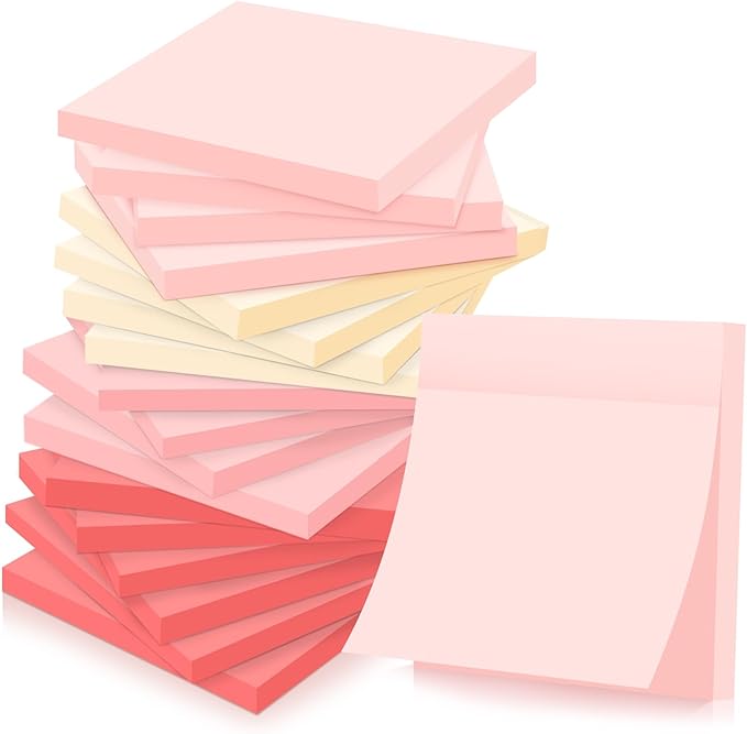 Fainne 60 Pack Sticky Notes Bulk Back to School Supplies Self Stick Note Pads Paper Memo for Office First Day of School Student Teacher Essentials (3x3 Inch,Pink)-DeskLoop Office