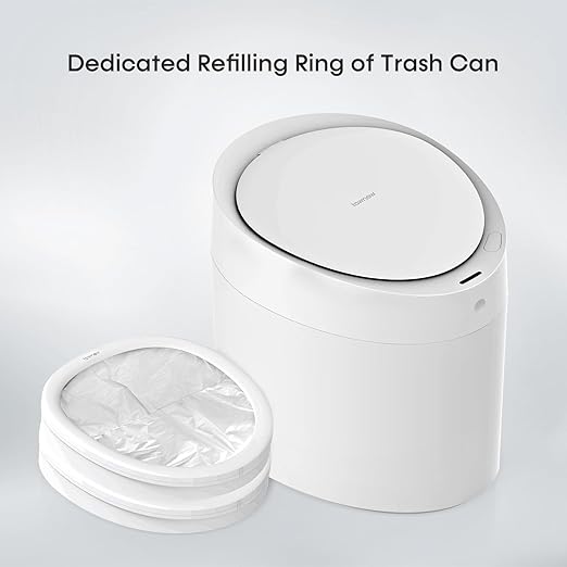 TOWNEW T Air One Official Refill Rings for Smart Bathroom Trash Can, Sturdy Trash Bags for Electric Automatic Trash Can, 2.6 Gallon, 8 pk White Refill Rings - Up to 96 Trash Bags-DeskLoop Office