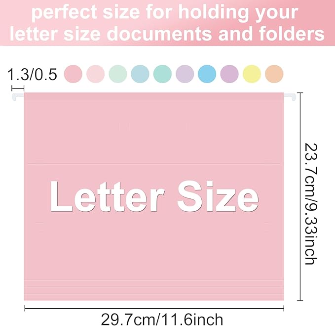 Hanging File Folders, 70 Pack Letter Size Hanging File folders with 1/5-cut Tabs, Stay Organized for Your Home and Office Bulk File, Documents and Paper, Macaron 10 Colors-DeskLoop Office