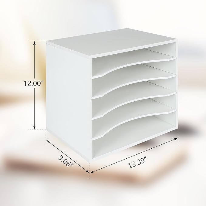 Paper Organzier Wood Desktop Organizer Storage Letter Tray File Sorter with Adjustable Shelves for Home Office-DeskLoop Office