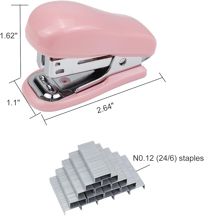 Mini Desktop Stapler Set,20 Sheet Capacity,Includes Built-in Staple Remover and 750PCS No.12 Staples,Small Cute Stapler for Office and School Supplies (Pink)-DeskLoop Office