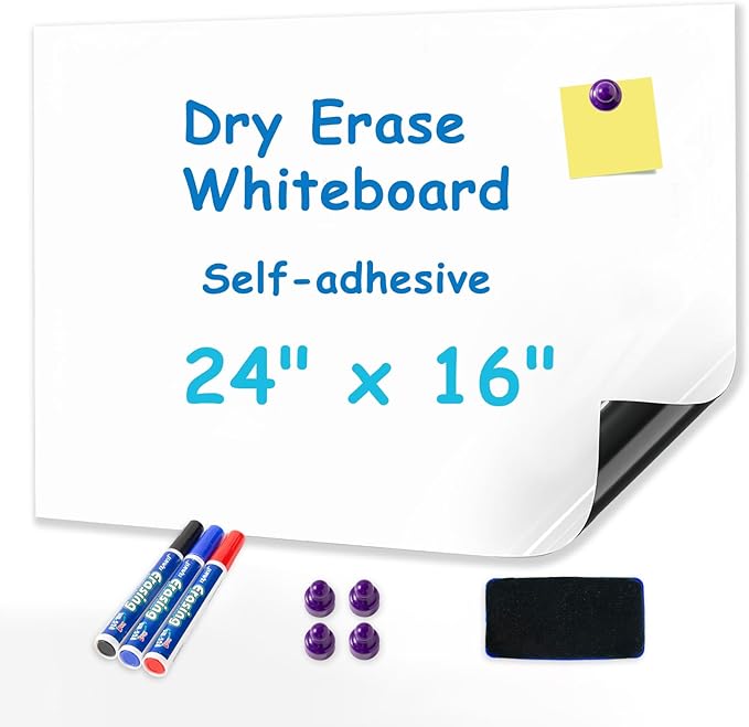YOUNGJQ Magnetic Whiteboard Contact Paper 24" x 16" Adhesive Dry Erase White Board Sticker for Wall, Peel and Stick Wallpaper Easy to Write and Clean for Fridge Home Office-DeskLoop Office