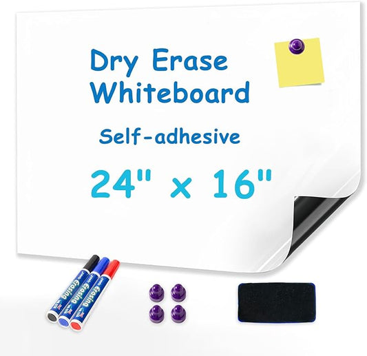 YOUNGJQ Magnetic Whiteboard Contact Paper 24" x 16" Adhesive Dry Erase White Board Sticker for Wall, Peel and Stick Wallpaper Easy to Write and Clean for Fridge Home Office-DeskLoop Office