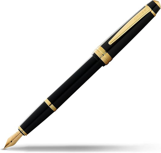 Cross Bailey Light Refillable Fountain Presented in a Everyday Gift Box - Medium Point, Black Ink, Polished Black-DeskLoop Office