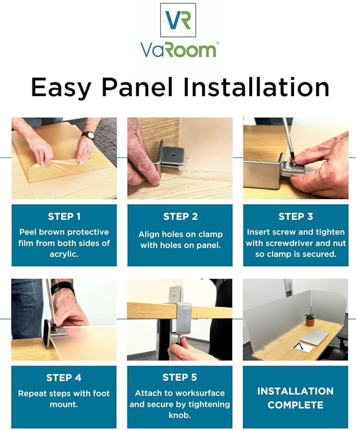 Desk Divider for Students and Desk Privacy Panel. Office Partitions and Ideal Cubicle Light Shield. Frosted Acrylic Clamp-on Desk Partition - 29” W x 18”H Divider-DeskLoop Office