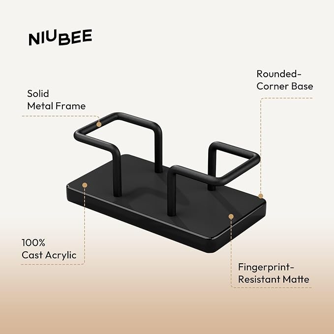 NIUBEE Acrylic Business Card Holder: Metal Business Card Display Stand for Desk - Frosted Gift Card Organizer for Office, Reception, Desktop (Black) - 2pack-DeskLoop Office