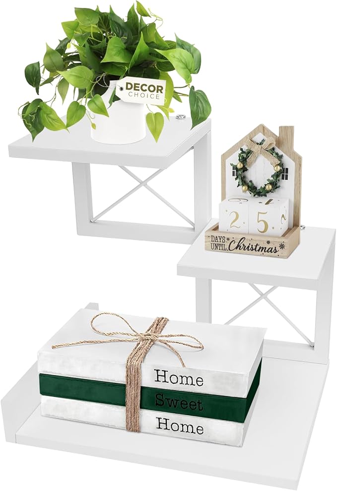 ELITEROO Desk Shelf, Wood Small Bookshelf Desktop Shelves and Organizer, Freestanding 3 Tier Storage Display Stand Home Office Decor for Books Plants Toys, White-DeskLoop Office