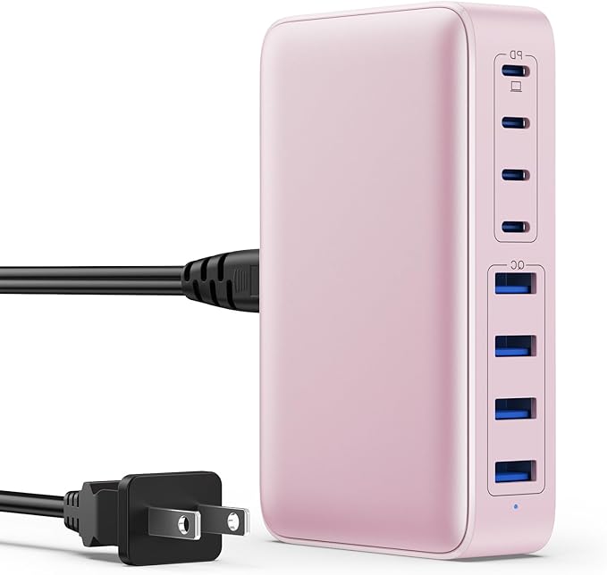 USB C Charger 200W USB C Charger Block,Upgraded GaN III 8-Port Fast Charging Station Hub,PD 65W Laptop Charging Adapter Compatible with MacBook Pro/Air,DELL,Steam Deck,iPhone 16/15/14,Galaxy S23/22-DeskLoop Office