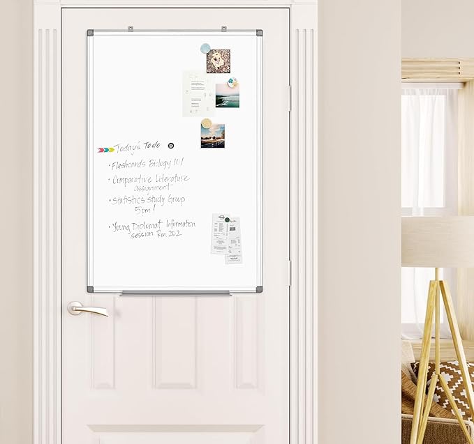 SWANCROWN Magnetic White Board 30 x 20 Inches Dry Erase Board, Hanging Whiteboards for Door, Office, Home, Dorm- Teachers/Students/Family-DeskLoop Office