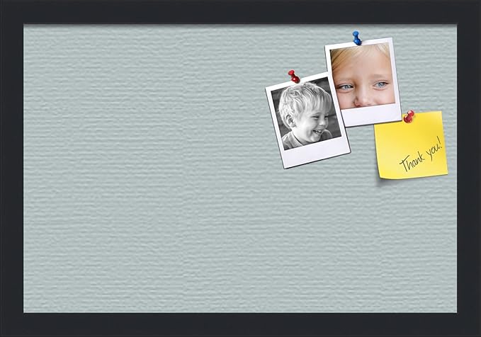 PinPix 18x12 Inch Cork Bulletin Board. This Decorative Framed Pin Board Comes with Soft Blue Design and a Satin Black Frame. Ideal for Home Office Decor or Message Board (PinPix-1814)-DeskLoop Office