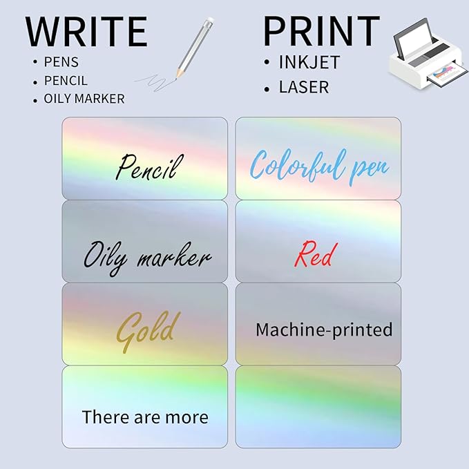 STARLIBOO Shipping Labels Stickers, 2"×4" Printable Holographic Mailing Labels for Laser/Inkjet Printing- Matte, Permanent Adhesive Sticker (Holographic Silver)-DeskLoop Office