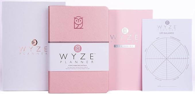 Undated Daily Planner – 6-Month A5 Productivity Organizer with Full Page Per Day, Hourly Schedule, Goal Setting, Habit Tracker, Weekly & Monthly Pages – Hardcover Time Management Notebook (Pink)-DeskLoop Office