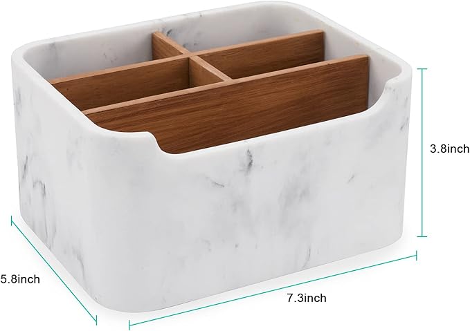 Desk Organizer, Marble Remote Holder for Table, Modern Office Controller Pen Phone Holder Organizer, Stylish Caddy and Storage Accessories for Bedside Nightstand Desktop Coffee Table-DeskLoop Office